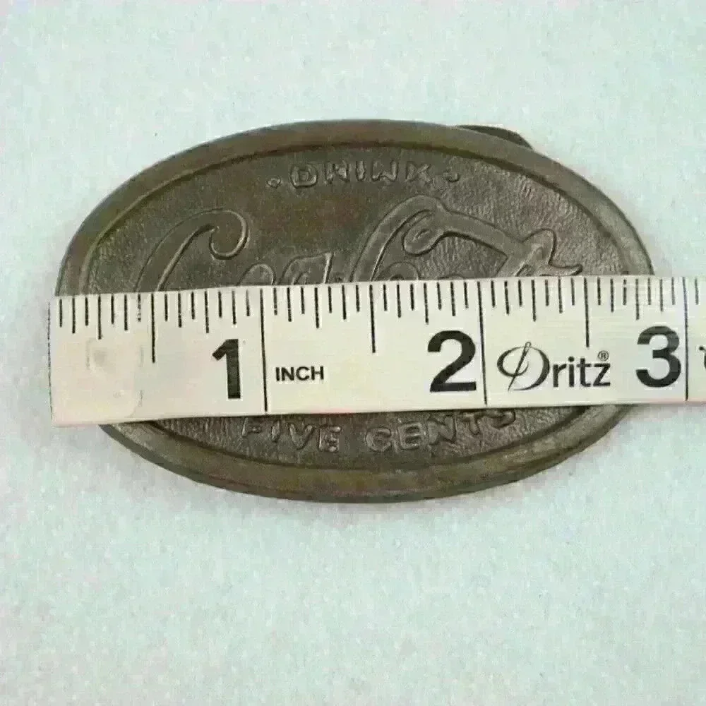 Vintage Coke Belt Buckle Metal Drink Coca Cola Five Cents Advertising - Picture 6 of 12